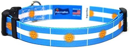 צווארון כלבים ארגנטינה | דגל ארגנטינה | אבזם שחרור מהיר | מיוצר ב- NJ, ארהב | לגידולים נוספים